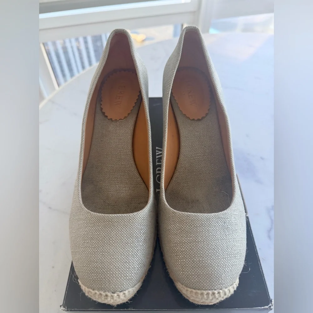 J. Crew Canvas Espadrille Wedges in Gray Size 8.5